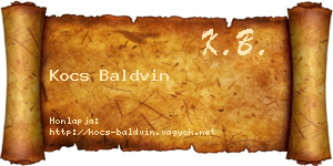 Kocs Baldvin névjegykártya